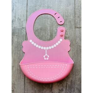 JJOVCE Girls Baby Feeding Roll Bib Waterproof Silicone Infant Easy Clean Up NEW